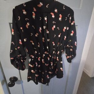 Festive Black Holiday Blouse